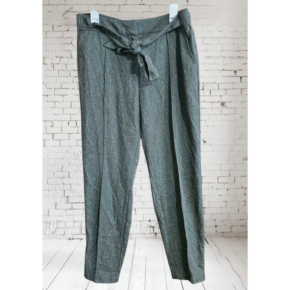 Loft Outlet Trousers with Tie belt Green Speckled Size 10